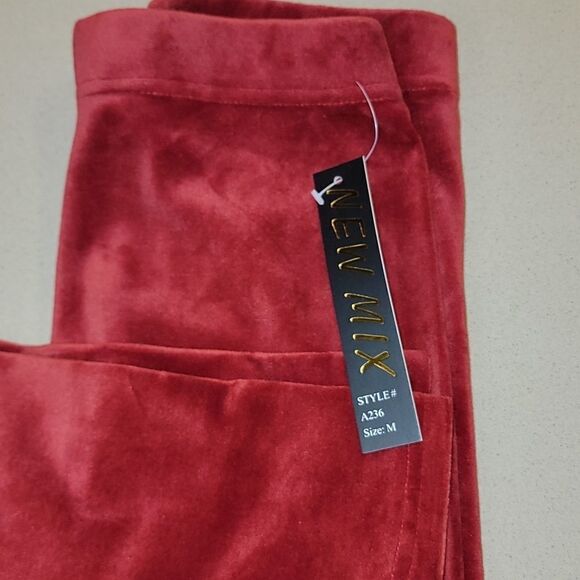 Red Velour Leggings - Picture 3 of 13